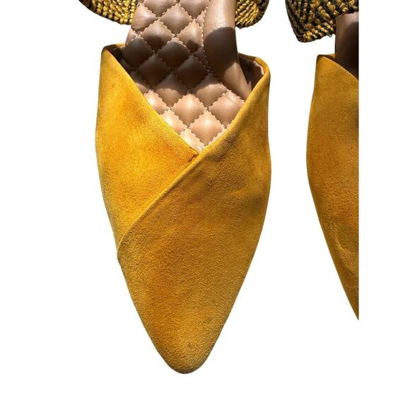 Birdies The Swan Flats Suede Cuff Mules Pointed Toes In Citron Yellow Size 8 - Picture 7 of 9